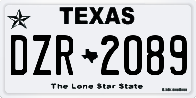TX license plate DZR2089