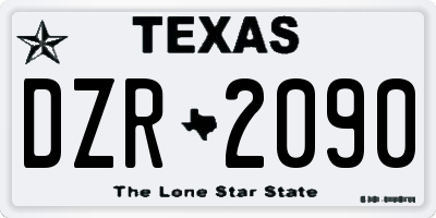 TX license plate DZR2090