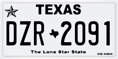 TX license plate DZR2091