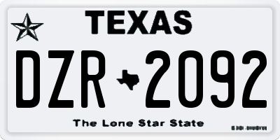 TX license plate DZR2092