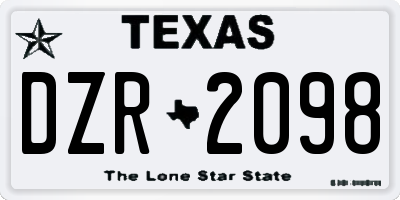 TX license plate DZR2098