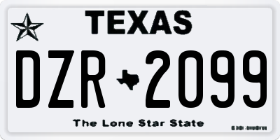 TX license plate DZR2099
