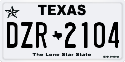 TX license plate DZR2104