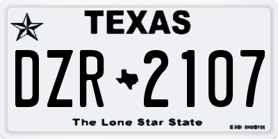 TX license plate DZR2107