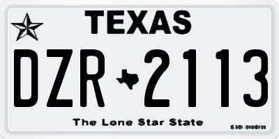 TX license plate DZR2113