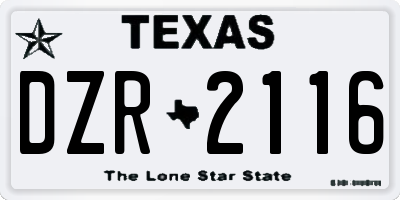 TX license plate DZR2116