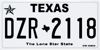 TX license plate DZR2118