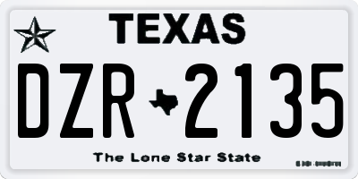 TX license plate DZR2135