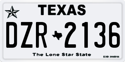TX license plate DZR2136