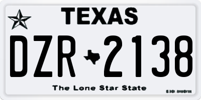 TX license plate DZR2138