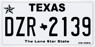 TX license plate DZR2139