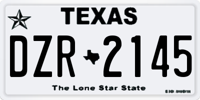 TX license plate DZR2145