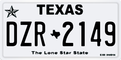 TX license plate DZR2149
