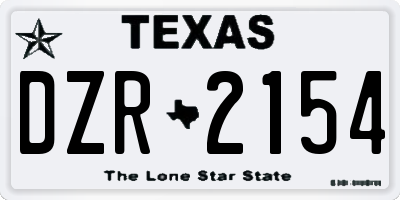 TX license plate DZR2154