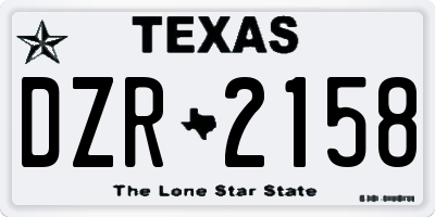 TX license plate DZR2158