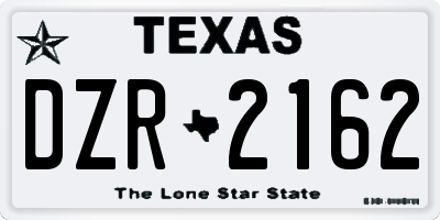 TX license plate DZR2162