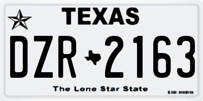 TX license plate DZR2163