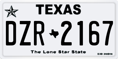 TX license plate DZR2167