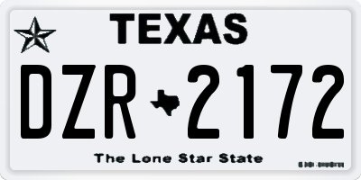 TX license plate DZR2172