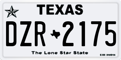 TX license plate DZR2175