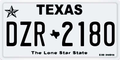 TX license plate DZR2180