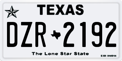 TX license plate DZR2192