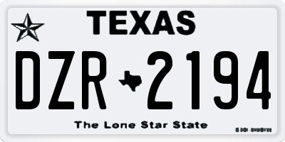 TX license plate DZR2194