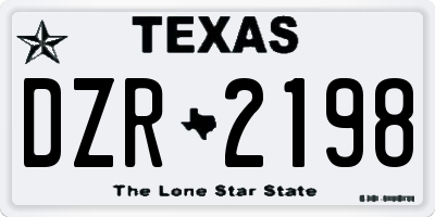 TX license plate DZR2198