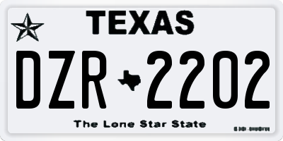 TX license plate DZR2202