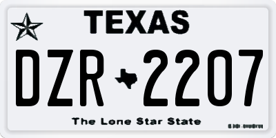TX license plate DZR2207