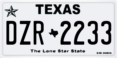 TX license plate DZR2233