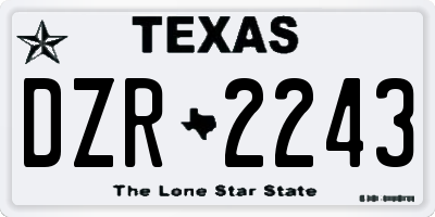 TX license plate DZR2243