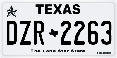 TX license plate DZR2263