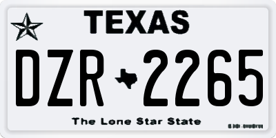 TX license plate DZR2265