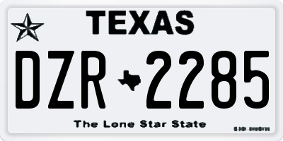 TX license plate DZR2285