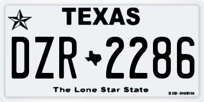 TX license plate DZR2286