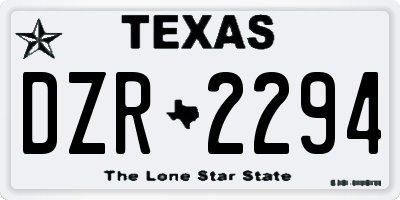 TX license plate DZR2294