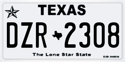 TX license plate DZR2308