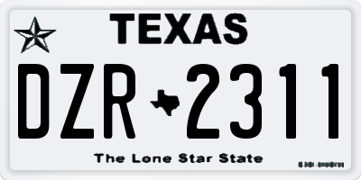 TX license plate DZR2311