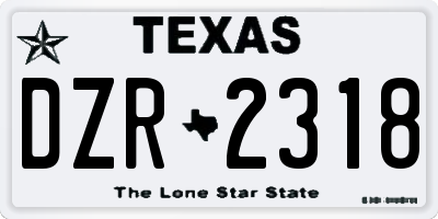 TX license plate DZR2318