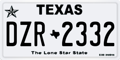 TX license plate DZR2332