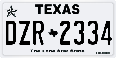 TX license plate DZR2334