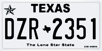 TX license plate DZR2351