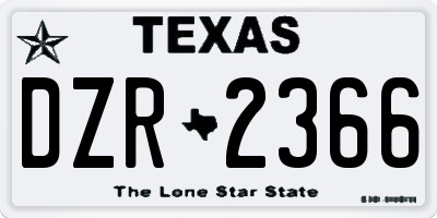 TX license plate DZR2366