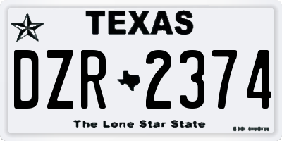 TX license plate DZR2374