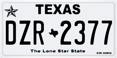 TX license plate DZR2377
