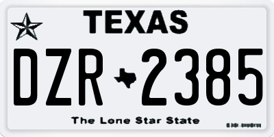 TX license plate DZR2385
