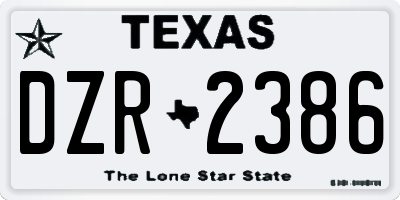 TX license plate DZR2386