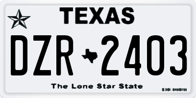 TX license plate DZR2403