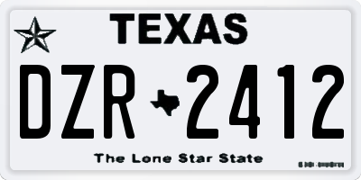 TX license plate DZR2412